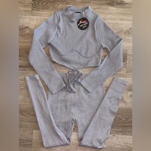 Gray Two-Piece Knit Set